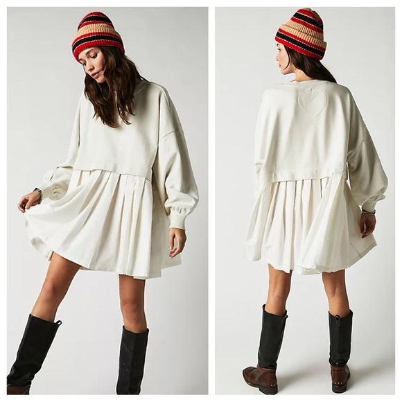 NEW Free People Eleanor Oversized Sweatshirt Tunic Dress - Picture 13 of 15